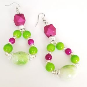 Purple Green Teardrop Earrings Halloween fall autumn